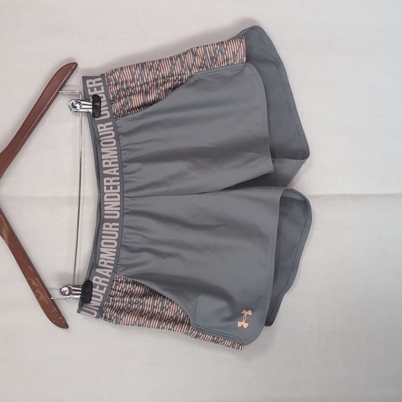 Under Armour Grey Orange Running Shorts Size Large - Picture 1 of 2